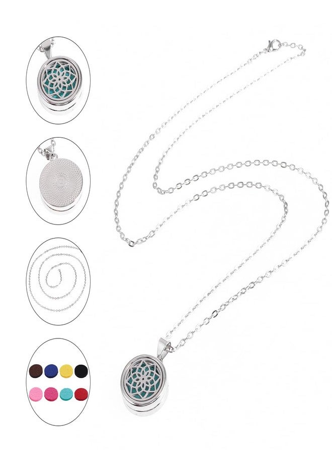 YWLI Essential Oil Diffuser Necklace Aromatherapy Locket Pendant Necklace Stainless Steel Necklace Pendant with 10 Pcs Refill Pads - Image 5